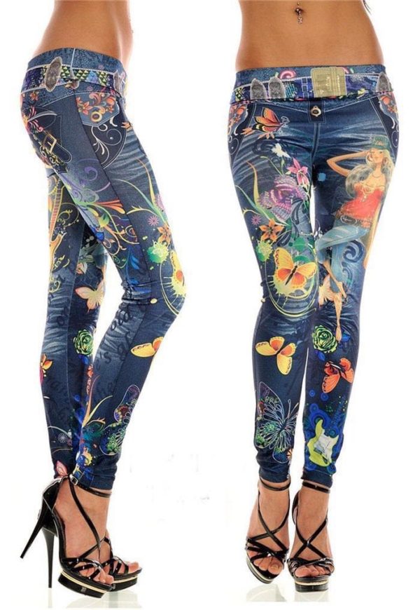 Rainbow Butterfly Denim Jeggings (CF1015)